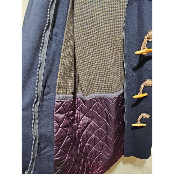 Vintage LL Bean Duffle Coat S905 Wood Toggle Women 6 Wool Houndstooth Lined USA - Picture 4 of 6